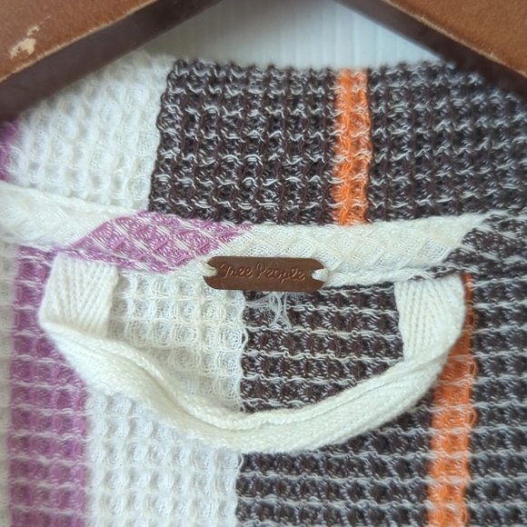 Free People Endless Summer Soleil Time Striped Waffle Knit Boxy Henley Polo XS - Picture 4 of 11